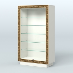 Низкая витрина с декором и прозрачными дверками НБА-505, Белый