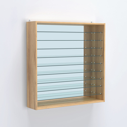 Витрина настенная №204-6Г зеркальная с девятью прозрачными полками, Дуб Золотистый