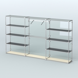 Торговая система ХРОМ (задняя стенка - стекло) 3600 мм с тонированными полками и поручнями №9, Крем Вайс