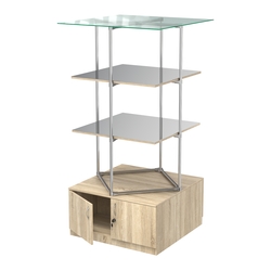 Торговые стенды Экспозиция с полками и тумбами №4 (с двумя зеркальными полками), Дуб Сонома