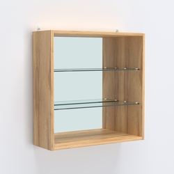 Витрина настенная №201-2Г открытая с зеркалом, Дуб Золотистый