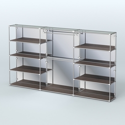 Торговая система ХРОМ (задняя стенка - зеркало) 3600 мм с полками ДСП и поручнями №1, Дуб Венге