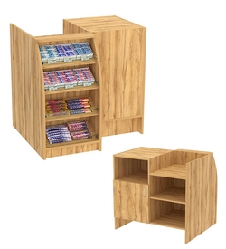 Торговый кассовый прилавок импульсных покупок двухсекционный из ДСП Импульс №1-3-450, Дуб Золотистый