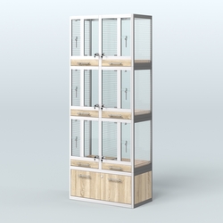 Витрина средняя для продажи птиц в зоомагазин серии ЖАКО-03, Дуб сонома