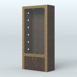 Витрина отдельно-стоящая с декором №ВБА-501С, Дуб Венге