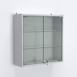 Витрина настенная №201-1А с прозрачными полками, Серый