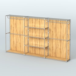 Торговая система ХРОМ (задняя стенка - ДСП) 3600 мм с зеркальными полками и поручнями №2, Дуб Золотистый