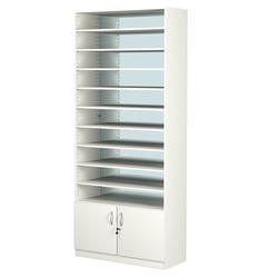 Стеллаж из ДСП с 9-ю полками 350x900 мм серии LEVEL-9 №13-2 (З/C - ЗЕРКАЛО), Белый