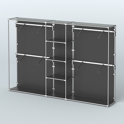 Торговая система ХРОМ (задняя стенка - ДСП) 3030 мм с полками ДСП и поручнями №8, Черный