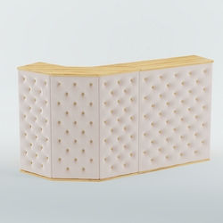 Ресепшен Г-образный БАРХАТ СЕРЫЙ ПЕРЛАМУТР №1 (карета золото), Дуб Золотистый + 01 Cream