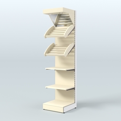Стеллаж для хлеба и выпечки с полками - корзинами и фризом Феникс №15Ф, Крем Вайс