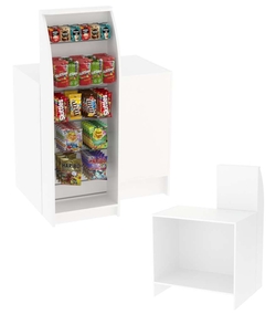 Торговый кассовый прилавок с высоким стеллажным модулем для импульсных покупок Импульс №2-2-450, Белый