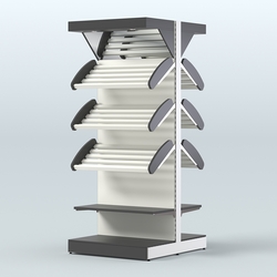 Стеллаж для хлеба островной высокий комбинированный с зеркальным фризом СХОВФ-03, Черный и Белый