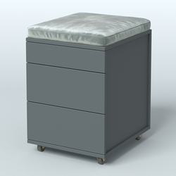 Тумба мобильная 2 ящика + 1 ящик-лоток с подушкой Фламинго, цвет белый + акация + бежевый, Темно-Серый