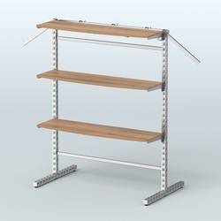 Система ЭЛЕГАНТ островная четырёх-сторонняя с полками ДСП №15г, Орех