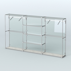 Торговая система ХРОМ (задняя стенка - стекло) 3600 мм с зеркальными полками и поручнями №10, Метрополитан Грей