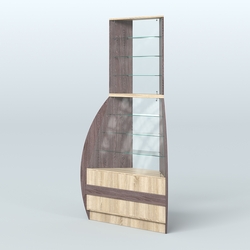 Витрина внешний угол БРИЗ №3, Ясень Анкор темный и Дуб Сонома