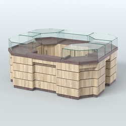 Торговый островок GOLD №3 (4,94 кв.м), Ясень Анкор темный и Дуб Сонома