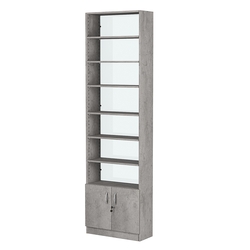 Стеллаж из ДСП с 6-ю полками 250x600 мм серии LEVEL-6 №4-1 (З/C - СТЕКЛО), Бетон Чикаго светло-серый F186 ST9