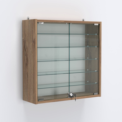 Витрина настенная №201-5А с пятью прозрачными полками, Дуб Канзас коричневый