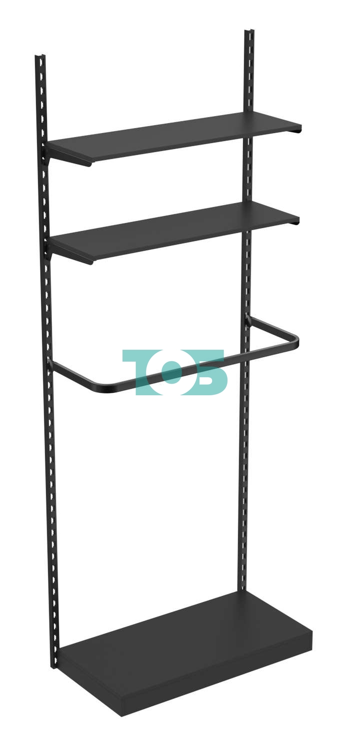 Настенная система с подиумом П-поручнем и полками ДСП для одежды ЛОФТ №9 (900мм) Черный