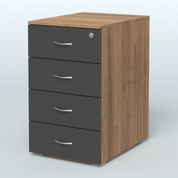 Тумба приставная для компактных столов 4 ящика с замком Тарли, Орех + Черный