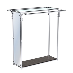 Хромированный стенд зеркальный ZTD-38 №1-1 с полкой стекло 6 мм (прозрачное), Дуб Венге