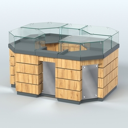 Торговый островок GOLD с зеркальным фасадом №1-1 (3,13 кв.м), Темно-Серый  + Дуб Золотистый