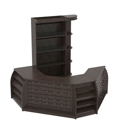 Комплект кассовой зоны со скосами и стеллажами под конфеты и орехи малый №1-1, Дуб Венге