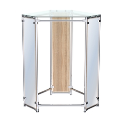 Вешало Прогресс №3-1 шестигранный (с прозрачной полкой стекло 6 мм и зеркалами), Дуб Сонома