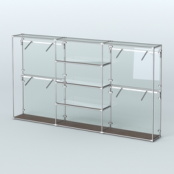 Торговая система ХРОМ (задняя стенка - стекло) 3600 мм с зеркальными полками и поручнями №5, Дуб Венге