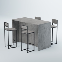 Комплект барный стол "Кофе-брейк" №5 и стулья, Бетон Чикаго светло-серый F186 ST9