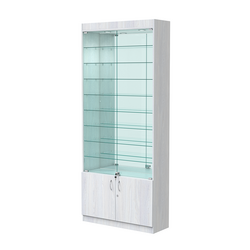 Витрина ОПТИКА №1-3 (задняя стенка зеркало), Ясень Анкор светлый