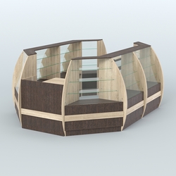 Торговый островок из стекла и дсп БРИЗ средний №3, Дуб Сонома + Дуб Венге