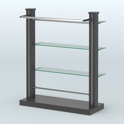 Островная система с перфорацией и тремя стеклянными полками №9, Черный