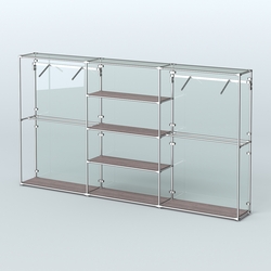 Торговая система ХРОМ (задняя стенка - стекло) 3600 мм с полками ДСП и поручнями №10, Ясень Анкор темный