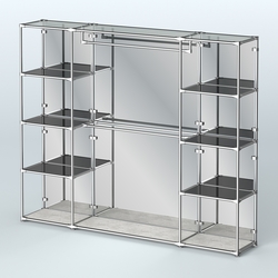 Торговая система ХРОМ (задняя стенка - зеркало) 2430 мм с тонированными полками и поручнями №3, Метрополитан Грей