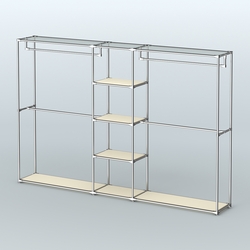 Торговая система ХРОМ без ДСП 3030 мм с полками ДСП и поручнями №4, Крем Вайс