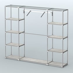 Торговая система ХРОМ без ДСП 2430 мм с полками ДСП и поручнями №11, Метрополитан Грей