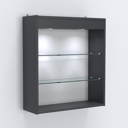 Витрина настенная №201-3Г открытая с подсветкой, Антрацит