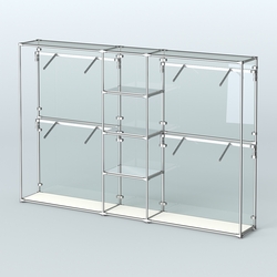 Торговая система ХРОМ (задняя стенка - стекло) 3600 мм с зеркальными полками и поручнями №8, Белый