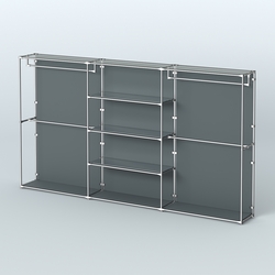 Торговая система ХРОМ (задняя стенка - ДСП) 3600 мм с зеркальными полками и поручнями №2, Темно-Серый