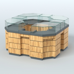 Торговый островок GOLD №2 восьмиугольный (4,04 кв.м), Темно-Серый  + Дуб Золотистый