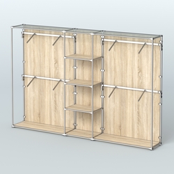 Торговая система ХРОМ (задняя стенка - ДСП) 3030 мм с полками ДСП и поручнями №8, Дуб Сонома