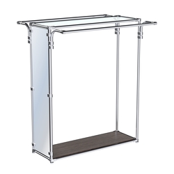 Хромированный стенд-вешало с усиленными поручнями и зеркальным торцом ZTD-11 №1-1 и полкой стекло 6 мм, Дуб Венге