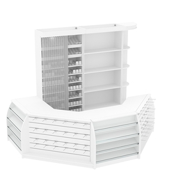 Комплект кассовой зоны со скошенным фасадом и стеллажом под сигареты средний №2-1, Белый