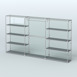 Торговая система ХРОМ (задняя стенка - стекло) 3600 мм с полками ДСП и поручнями №1, Темно-Серый