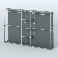 Торговая система ХРОМ (задняя стенка - ДСП) 3600 мм с зеркальными полками и поручнями №4, Темно-Серый