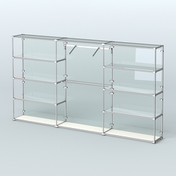 Торговая система ХРОМ (задняя стенка - стекло) 3600 мм с зеркальными полками и поручнями №9, Белый