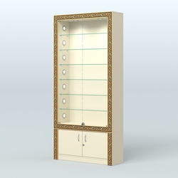 Витрина с декором и стеклянными дверками №ВБА-31С, Крем Вайс